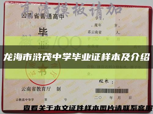 龙海市浒茂中学毕业证样本及介绍缩略图
