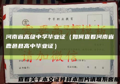 河南省高级中学毕业证（如何查看河南省鹿邑县高中毕业证）缩略图