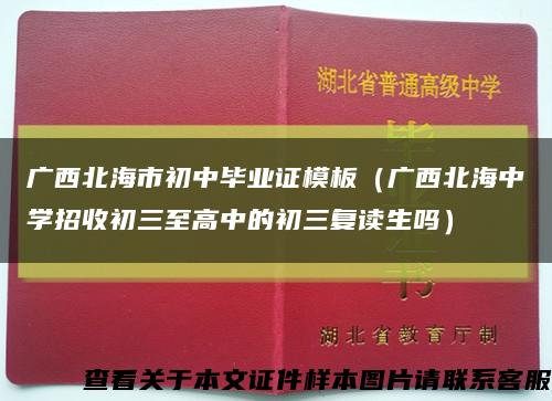 广西北海市初中毕业证模板（广西北海中学招收初三至高中的初三复读生吗）缩略图