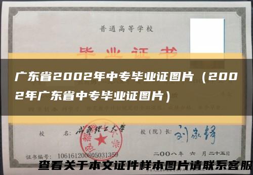 广东省2002年中专毕业证图片（2002年广东省中专毕业证图片）缩略图