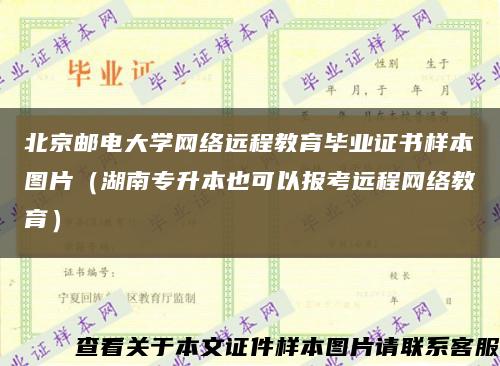 北京邮电大学网络远程教育毕业证书样本图片（湖南专升本也可以报考远程网络教育）缩略图