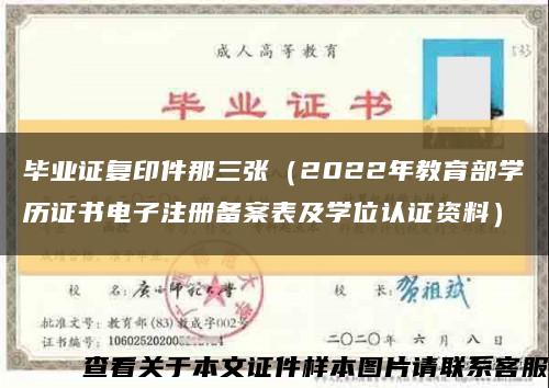 毕业证复印件那三张（2022年教育部学历证书电子注册备案表及学位认证资料）缩略图