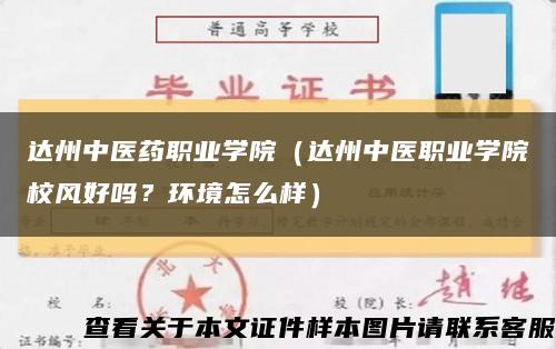 达州中医药职业学院（达州中医职业学院校风好吗？环境怎么样）缩略图
