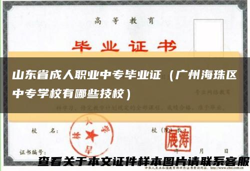 山东省成人职业中专毕业证（广州海珠区中专学校有哪些技校）缩略图