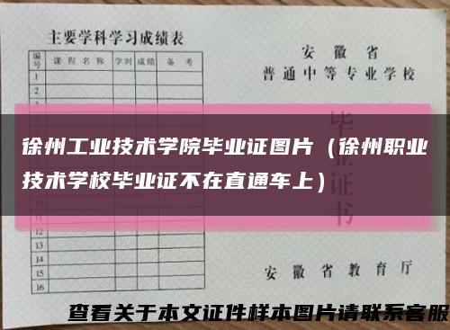 徐州工业技术学院毕业证图片（徐州职业技术学校毕业证不在直通车上）缩略图