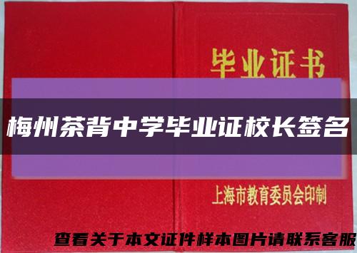 梅州茶背中学毕业证校长签名缩略图