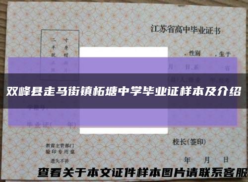 双峰县走马街镇柘塘中学毕业证样本及介绍缩略图