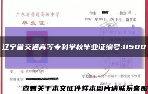 辽宁省交通高等专科学校毕业证编号:11500缩略图