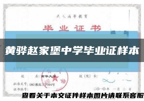 黄骅赵家堡中学毕业证样本缩略图
