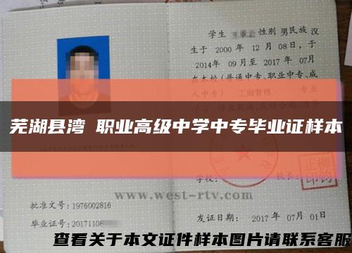芜湖县湾沚职业高级中学中专毕业证样本缩略图