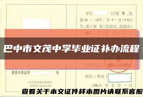 巴中市文茂中学毕业证补办流程缩略图