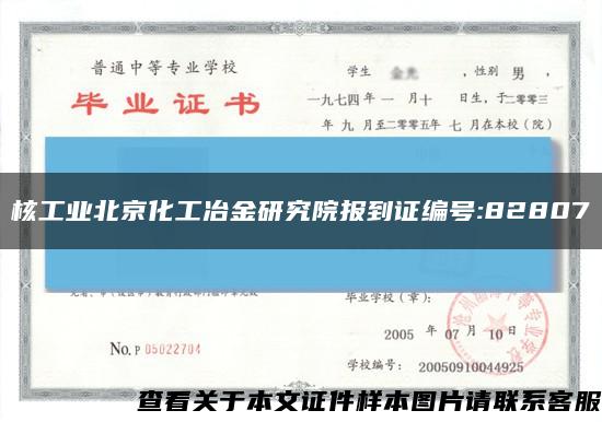 核工业北京化工冶金研究院报到证编号:82807缩略图