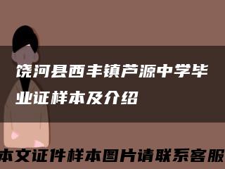 饶河县西丰镇芦源中学毕业证样本及介绍缩略图