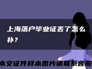 上海落户毕业证丢了怎么补？缩略图