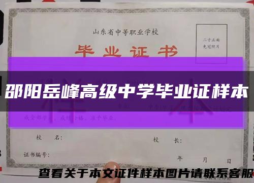 邵阳岳峰高级中学毕业证样本缩略图