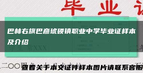 巴林右旗巴彦琥硕镇职业中学毕业证样本及介绍缩略图