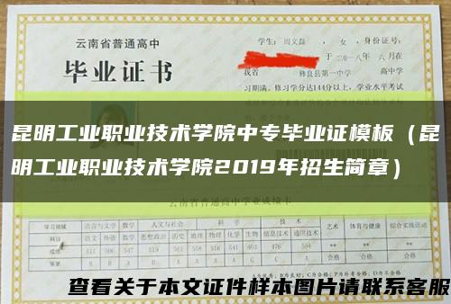 昆明工业职业技术学院中专毕业证模板（昆明工业职业技术学院2019年招生简章）缩略图