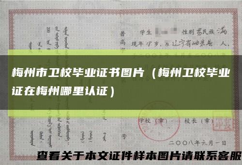 梅州市卫校毕业证书图片（梅州卫校毕业证在梅州哪里认证）缩略图