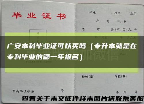 广安本科毕业证可以买吗（专升本就是在专科毕业的哪一年报名）缩略图