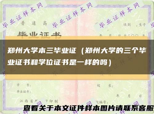 郑州大学本三毕业证（郑州大学的三个毕业证书和学位证书是一样的吗）缩略图