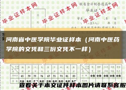 河南省中医学院毕业证样本（河南中医药学院的文凭和三份文凭不一样）缩略图