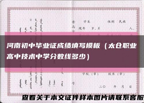 河南初中毕业证成绩填写模板（太仓职业高中技术中学分数线多少）缩略图