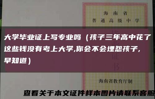 大学毕业证上写专业吗（孩子三年高中花了这些钱没有考上大学,你会不会埋怨孩子,早知道）缩略图