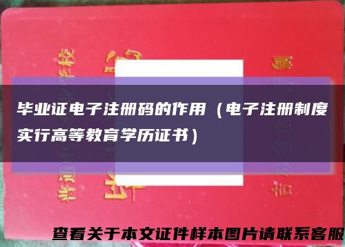 毕业证电子注册码的作用（电子注册制度实行高等教育学历证书）缩略图
