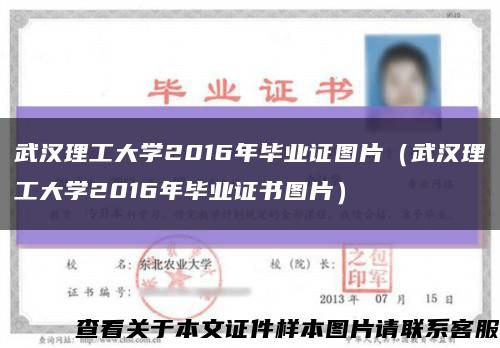武汉理工大学2016年毕业证图片（武汉理工大学2016年毕业证书图片）缩略图