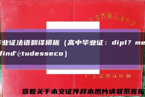 毕业证法语翻译模板（高中毕业证：dipl？medefind'étudesseco）缩略图