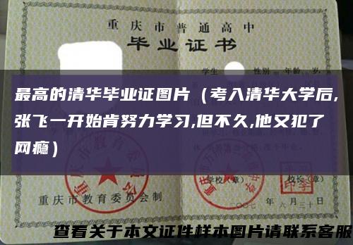最高的清华毕业证图片（考入清华大学后,张飞一开始肯努力学习,但不久,他又犯了网瘾）缩略图