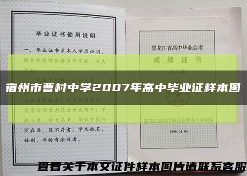 宿州市曹村中学2007年高中毕业证样本图缩略图