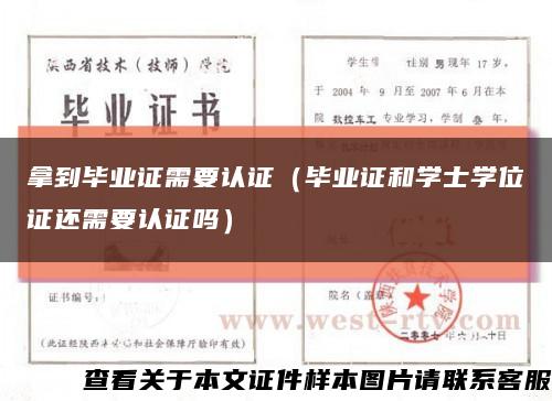 拿到毕业证需要认证（毕业证和学士学位证还需要认证吗）缩略图