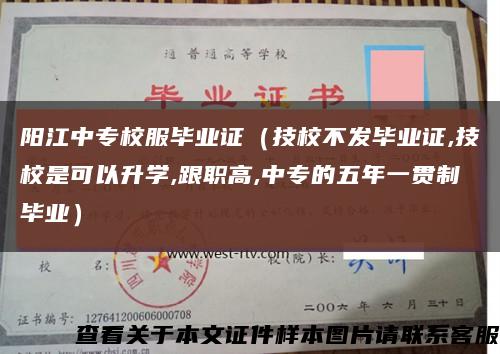 阳江中专校服毕业证（技校不发毕业证,技校是可以升学,跟职高,中专的五年一贯制毕业）缩略图