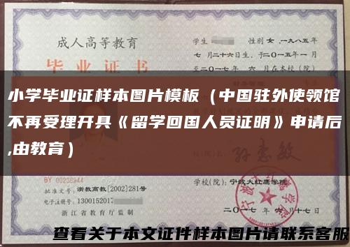 小学毕业证样本图片模板（中国驻外使领馆不再受理开具《留学回国人员证明》申请后,由教育）缩略图