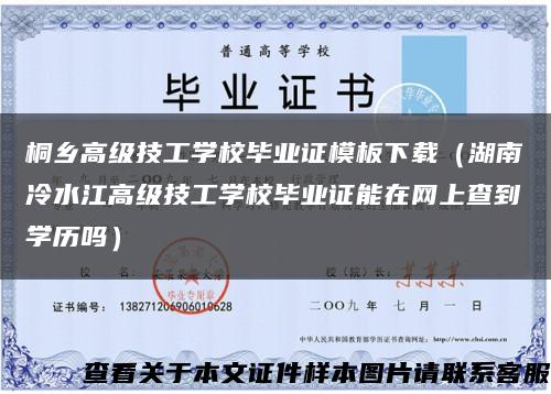 桐乡高级技工学校毕业证模板下载（湖南冷水江高级技工学校毕业证能在网上查到学历吗）缩略图