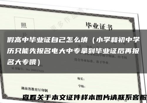 假高中毕业证自己怎么填（小学和初中学历只能先报名电大中专拿到毕业证后再报名大专哦）缩略图