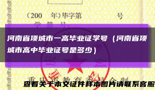 河南省项城市一高毕业证学号（河南省项城市高中毕业证号是多少）缩略图