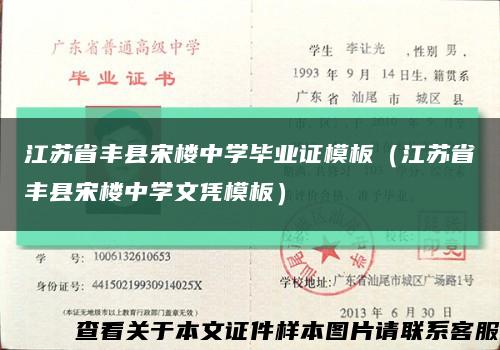 江苏省丰县宋楼中学毕业证模板（江苏省丰县宋楼中学文凭模板）缩略图