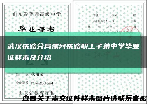 武汉铁路分局漯河铁路职工子弟中学毕业证样本及介绍缩略图