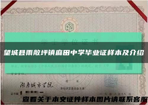 望城县雨敞坪镇麻田中学毕业证样本及介绍缩略图