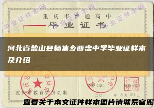 河北省盐山县杨集乡西忠中学毕业证样本及介绍缩略图