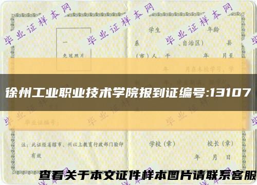 徐州工业职业技术学院报到证编号:13107缩略图