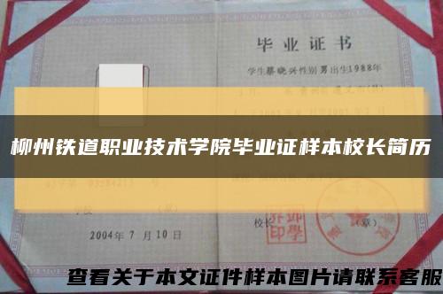 柳州铁道职业技术学院毕业证样本校长简历缩略图