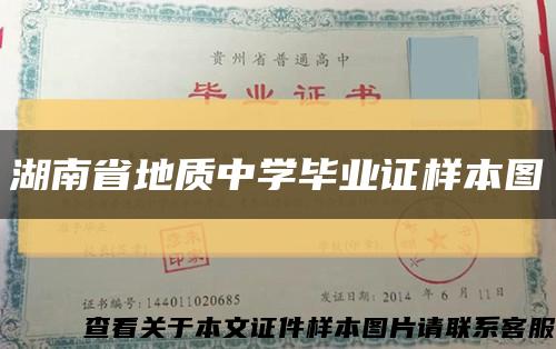 湖南省地质中学毕业证样本图缩略图