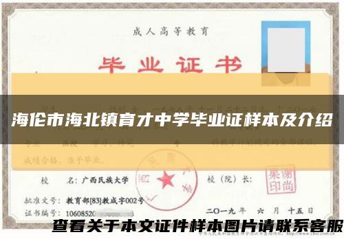 海伦市海北镇育才中学毕业证样本及介绍缩略图