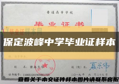 保定波峰中学毕业证样本缩略图