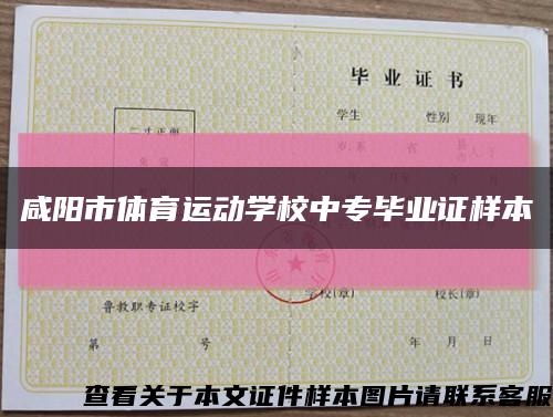 咸阳市体育运动学校中专毕业证样本缩略图
