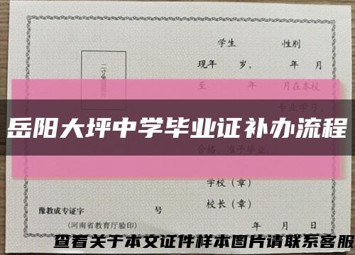 岳阳大坪中学毕业证补办流程缩略图