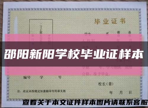 邵阳新阳学校毕业证样本缩略图